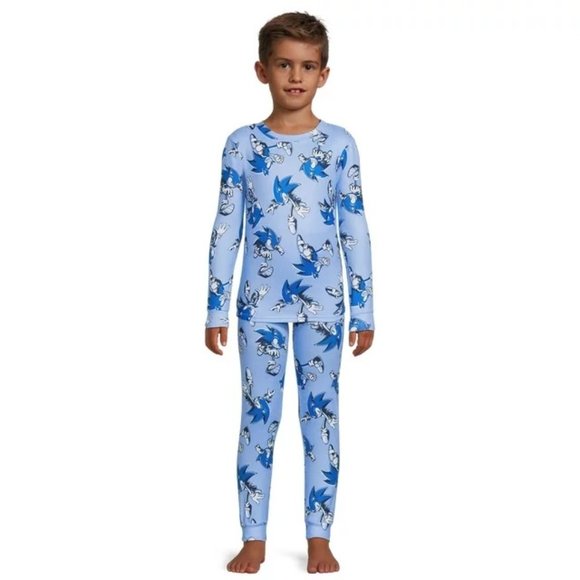 Boys Girls 2  pc SONIC the HEDGEHOG All Over Print Tight Fit Pajamas Size 4 NWT - Picture 1 of 4